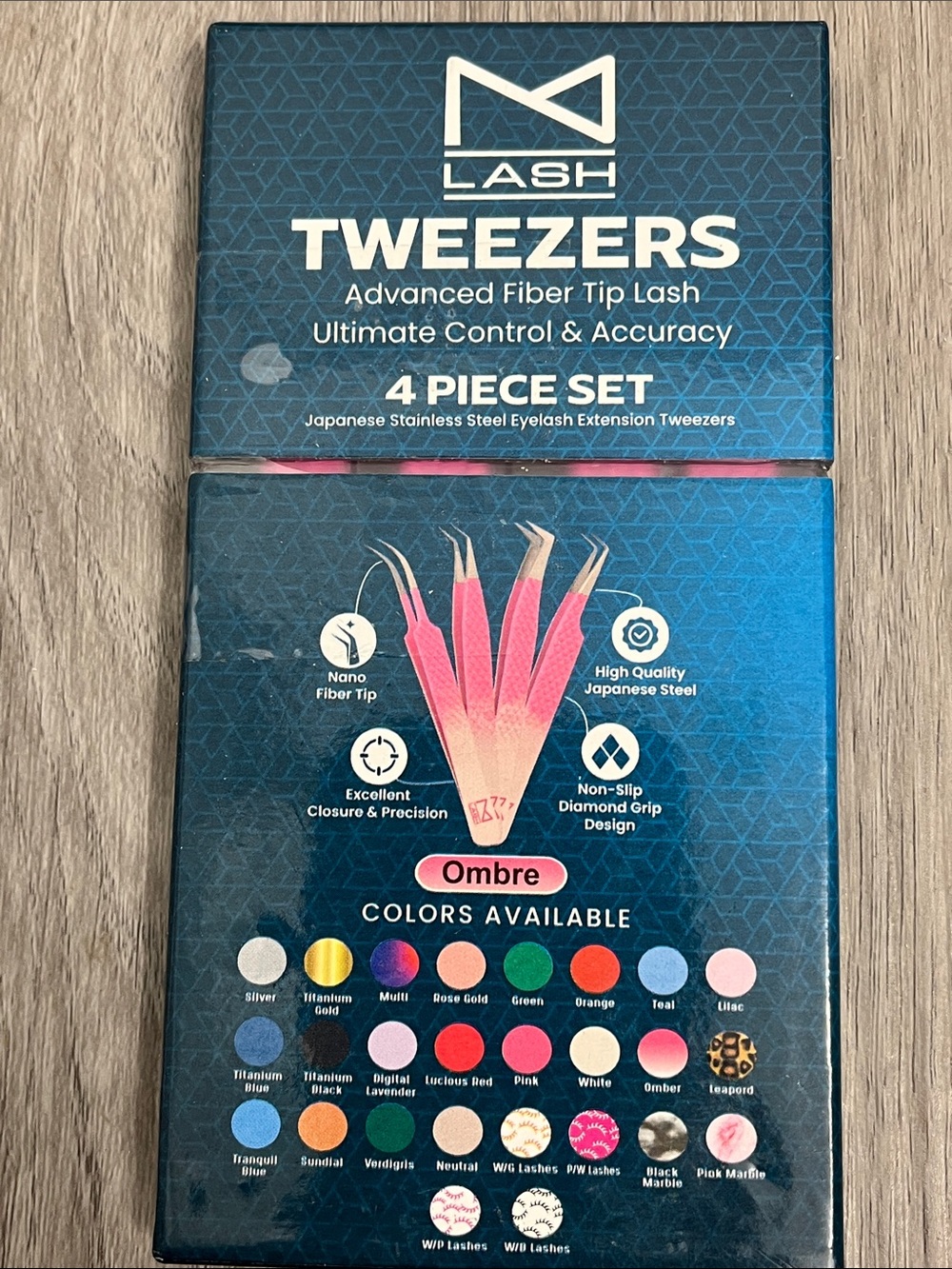 MLash tweezers for eyelash extensions 4 piece set